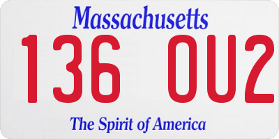 MA license plate 136OU2