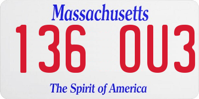 MA license plate 136OU3