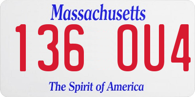 MA license plate 136OU4