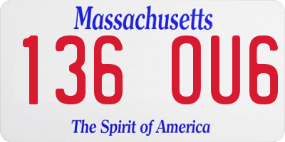 MA license plate 136OU6