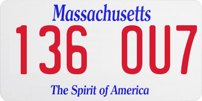 MA license plate 136OU7