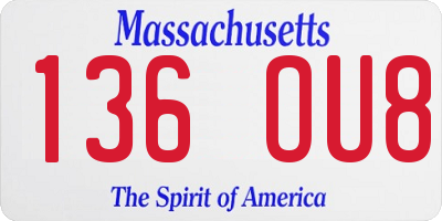 MA license plate 136OU8