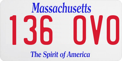 MA license plate 136OV0