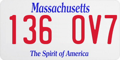 MA license plate 136OV7