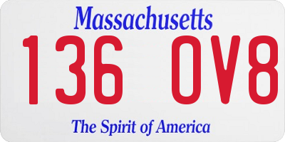 MA license plate 136OV8