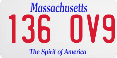 MA license plate 136OV9