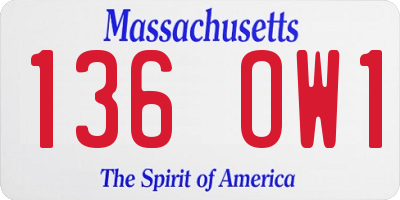 MA license plate 136OW1