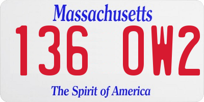 MA license plate 136OW2