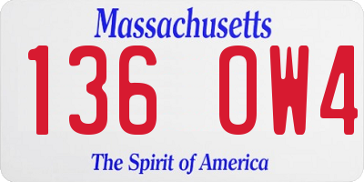 MA license plate 136OW4