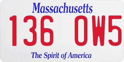 MA license plate 136OW5
