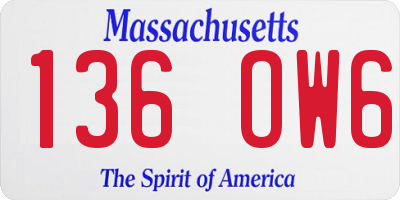 MA license plate 136OW6