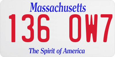 MA license plate 136OW7