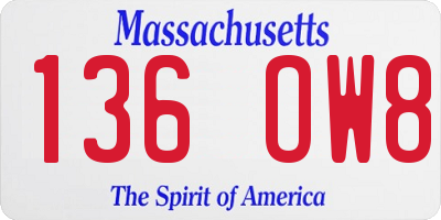 MA license plate 136OW8
