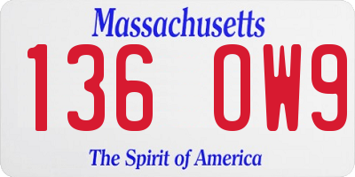 MA license plate 136OW9