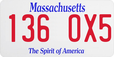 MA license plate 136OX5