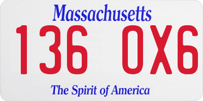 MA license plate 136OX6