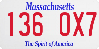 MA license plate 136OX7