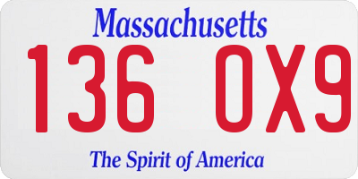 MA license plate 136OX9