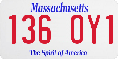 MA license plate 136OY1