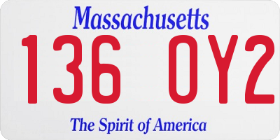 MA license plate 136OY2