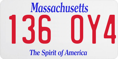 MA license plate 136OY4