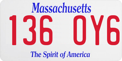 MA license plate 136OY6