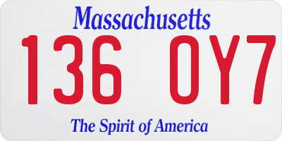 MA license plate 136OY7
