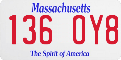 MA license plate 136OY8