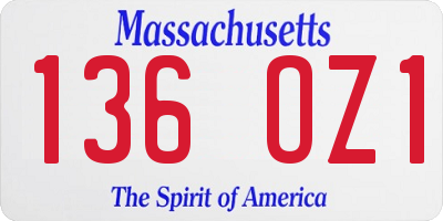MA license plate 136OZ1