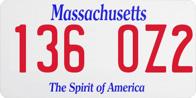 MA license plate 136OZ2