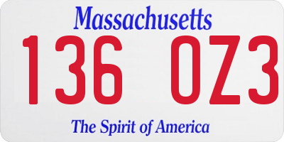 MA license plate 136OZ3