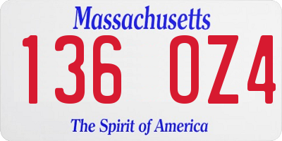 MA license plate 136OZ4