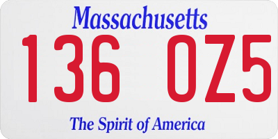 MA license plate 136OZ5
