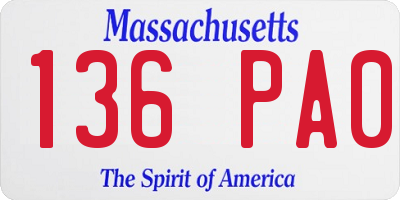 MA license plate 136PA0