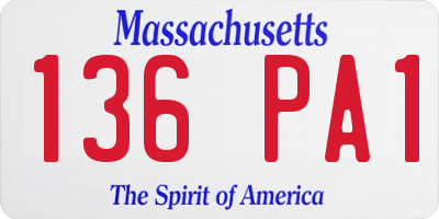MA license plate 136PA1