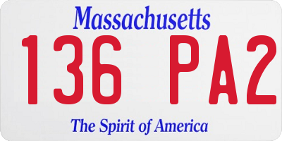 MA license plate 136PA2