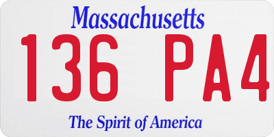 MA license plate 136PA4