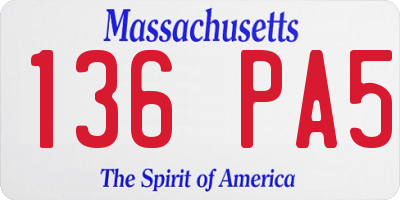 MA license plate 136PA5