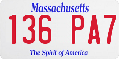 MA license plate 136PA7