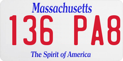 MA license plate 136PA8