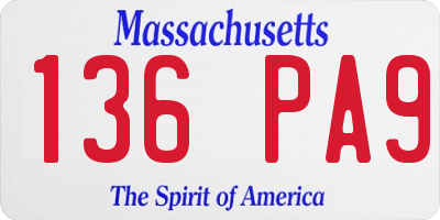 MA license plate 136PA9