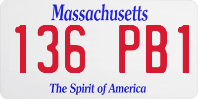 MA license plate 136PB1