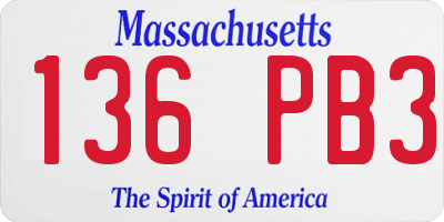 MA license plate 136PB3