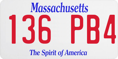 MA license plate 136PB4