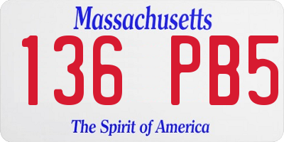 MA license plate 136PB5