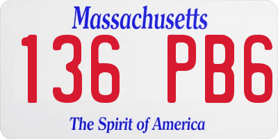 MA license plate 136PB6