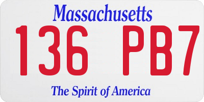 MA license plate 136PB7