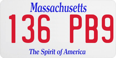 MA license plate 136PB9