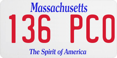 MA license plate 136PC0
