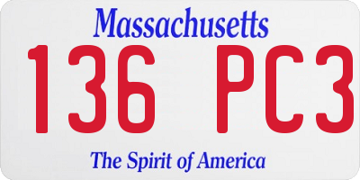 MA license plate 136PC3